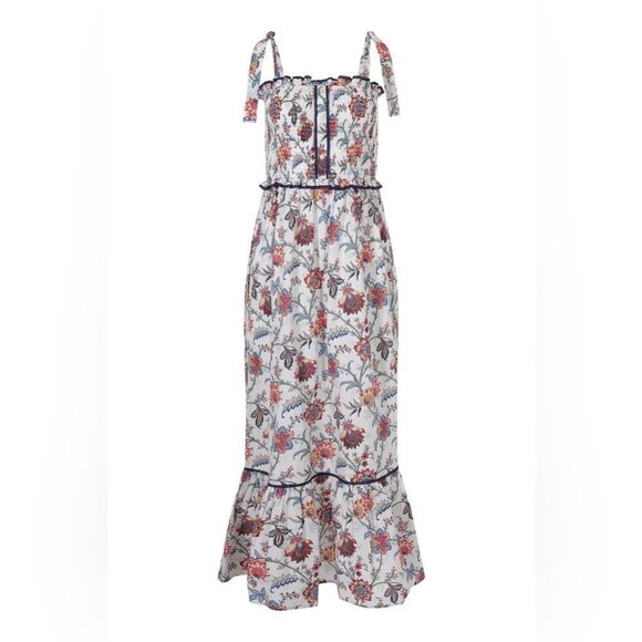 Sonmer $250 PARIS DRESS White Floral Navy Lace - Picture 4 of 4